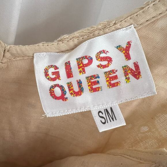 Gypsy Queen Dress Boho Lace Crochet Fringe Cream S/M - Picture 8 of 8